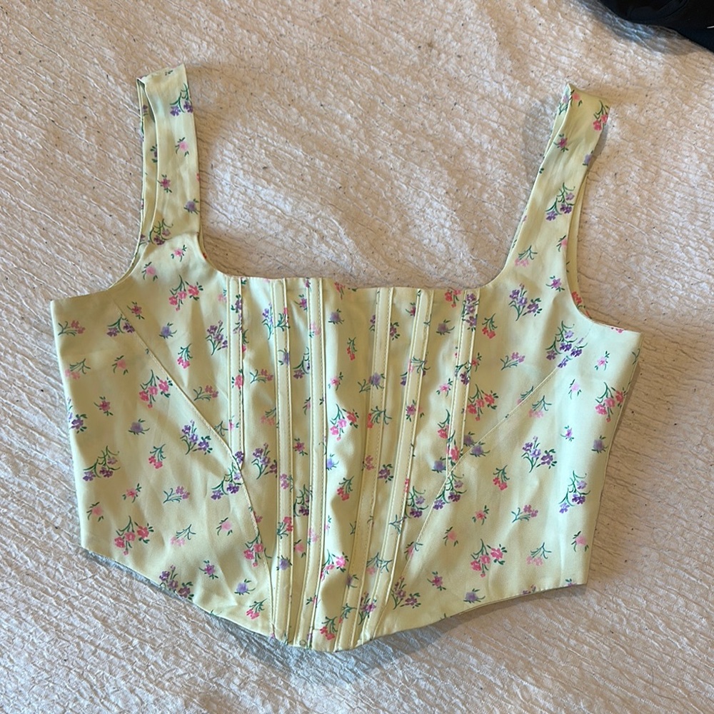 Floral Yellow Corset Top